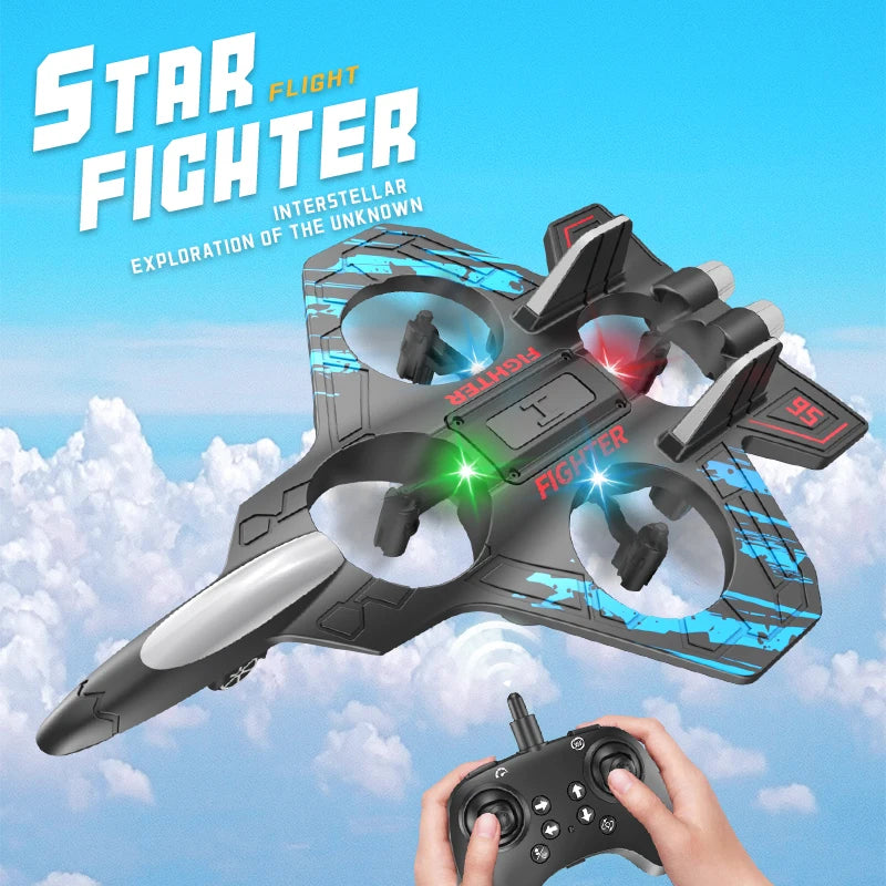 Glider Flying Jet Plane Stunt Helicopter RC Hobby 2.4G Remote Control Foam Fighter Airplane Toy with Lights