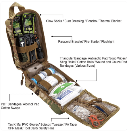 250 Pieces Survival First Aid Kit - EMT Molle Pouch
