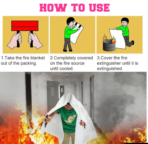 4 PACK FIRE BLANKET Fiberglass Hero Emergency Home Retardant Prepared 39''X39''