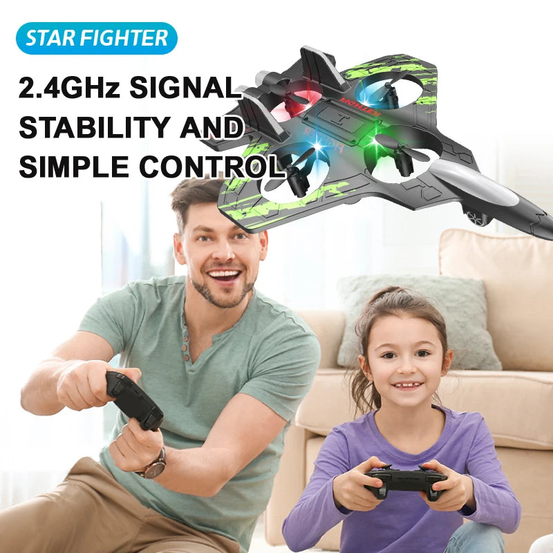 Glider Flying Jet Plane Stunt Helicopter RC Hobby 2.4G Remote Control Foam Fighter Airplane Toy with Lights