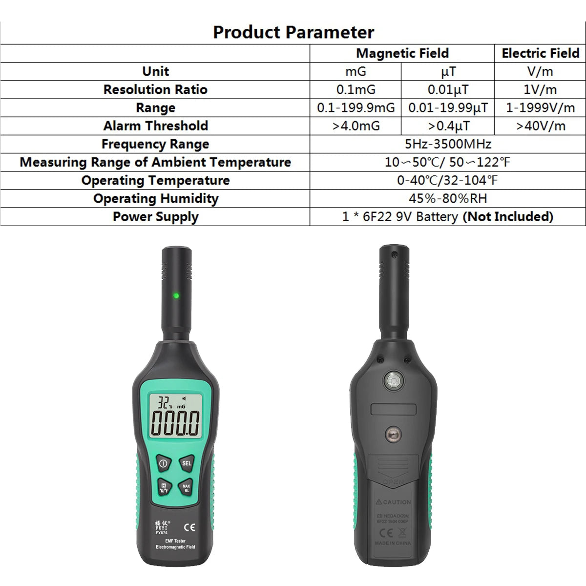FUYI Radiation Dosimeter EMF Meter Electromagnetic Radiation Detector Household High Precision Wave Radiation Tester Monitor