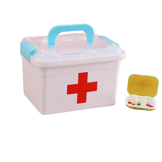 Family Pack Medicine Box Small Medicine Multi-Layer First Aid Medicine Storage Box Household Plastic Children First Aid Kit