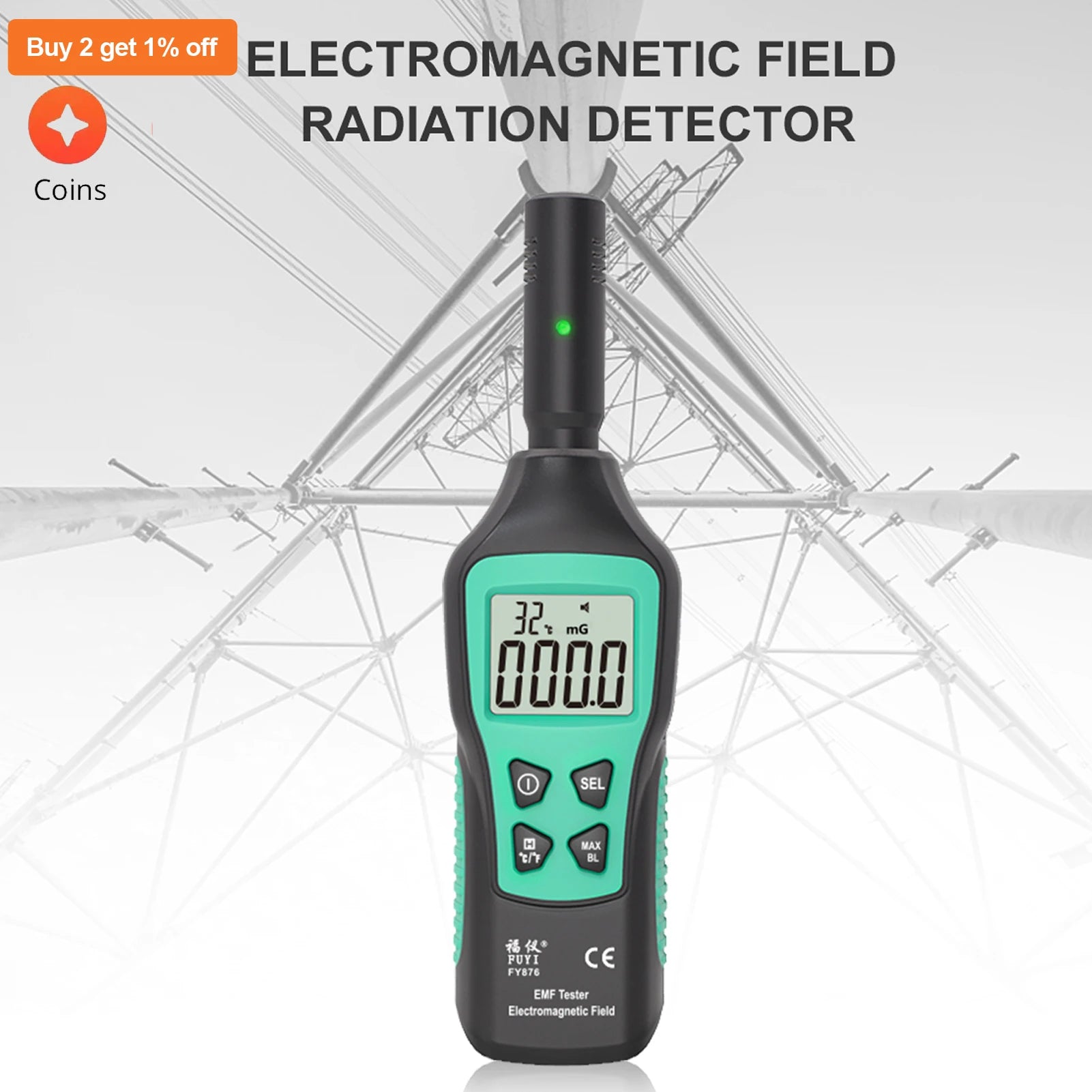 FUYI Radiation Dosimeter EMF Meter Electromagnetic Radiation Detector Household High Precision Wave Radiation Tester Monitor