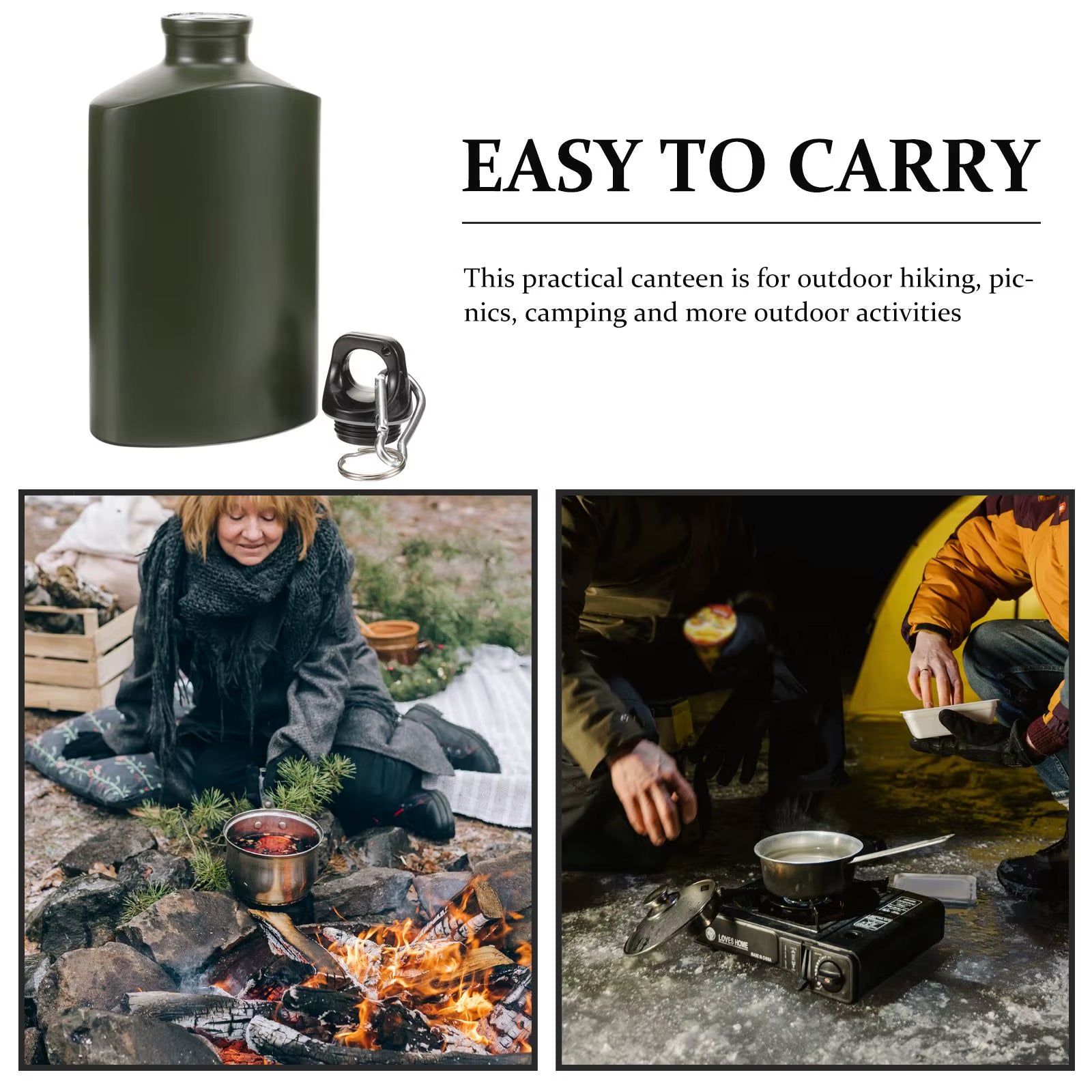 Portable Canteen Durable Flat Bottle Camping Water Canteen for Travel Flask Hiking Canteen Color Random Universal Camping Kettle