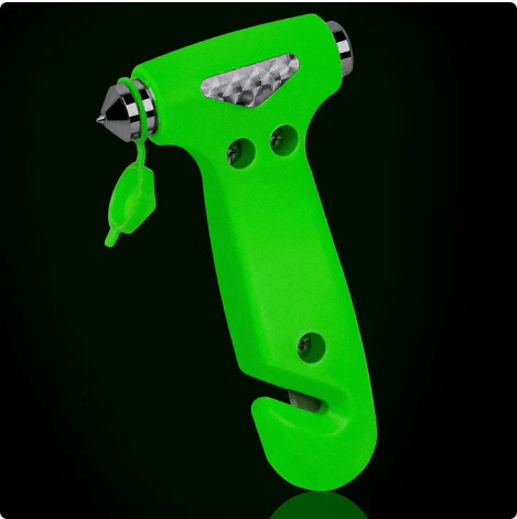 6-In-1 Car Safety Hammer (Glow-In-Dark), Emergency Escape Tool with Window Breaker and Seat Belt Cutter for First Responders and Roadside Safety Kits