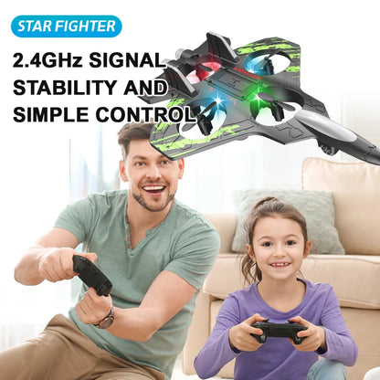 Glider Flying Jet Plane Stunt Helicopter RC Hobby 2.4G  Remote Control Foam Fighter Airplane Toy with Lights