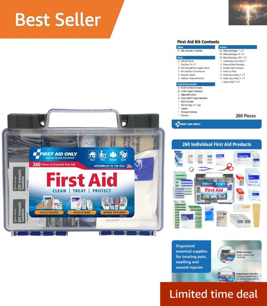 Durable Portable First Aid Kit with Clear Cover & Organized Compartments