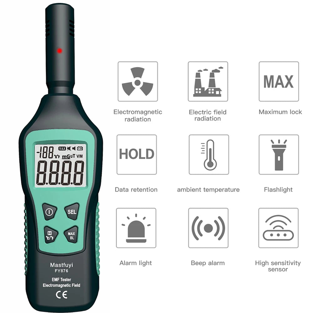 FUYI Radiation Dosimeter EMF Meter Electromagnetic Radiation Detector Household High Precision Wave Radiation Tester Monitor